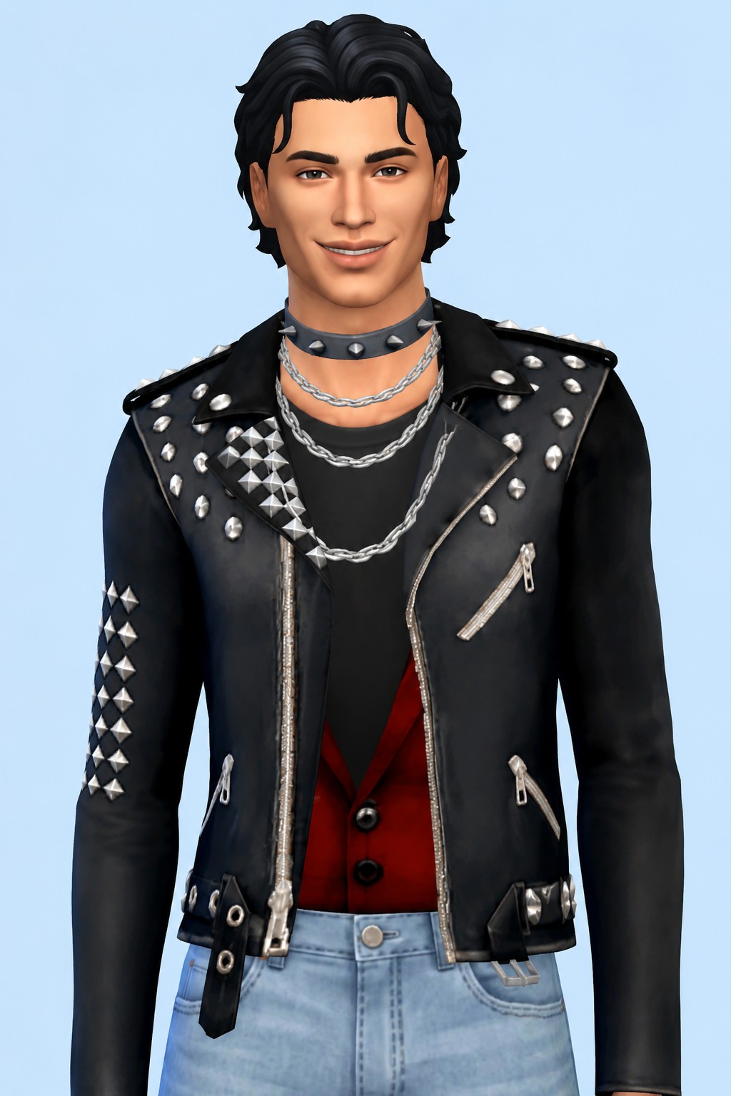 Punk Aidan Double Jacket custom content (CC) for Sims 4 by marsmerizingsims