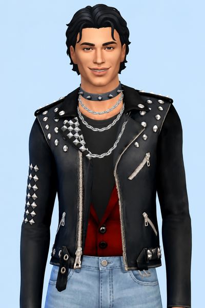 Punk Aidan Double Jacket custom content (CC) for Sims 4 by marsmerizingsims