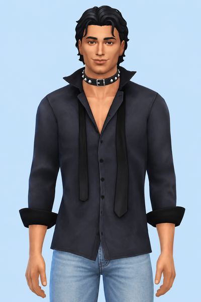 Punk Wesley Messy Shirt custom content (CC) for Sims 4 by marsmerizingsims