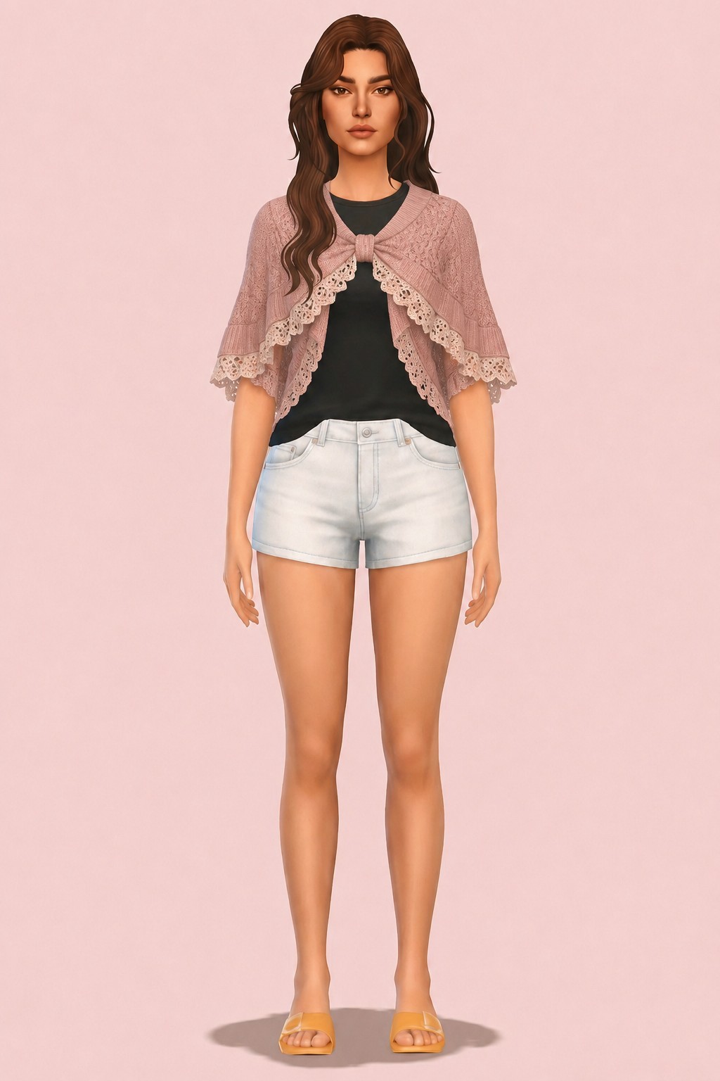 Kanna Sweater+Lace Scarf custom content (CC) for Sims 4 by marsmerizingsims