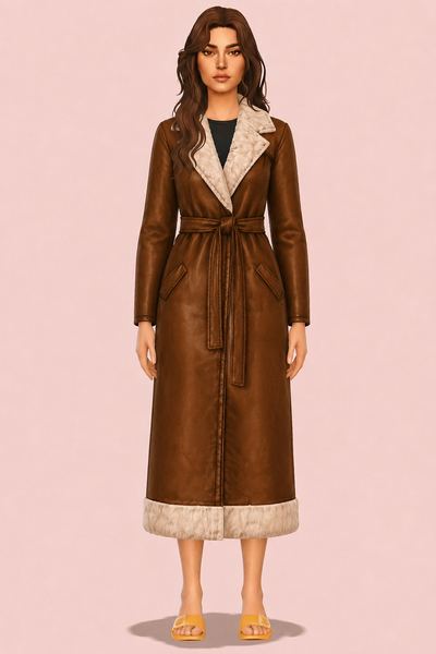 Anya Long Leather Coat custom content (CC) for Sims 4 by marsmerizingsims