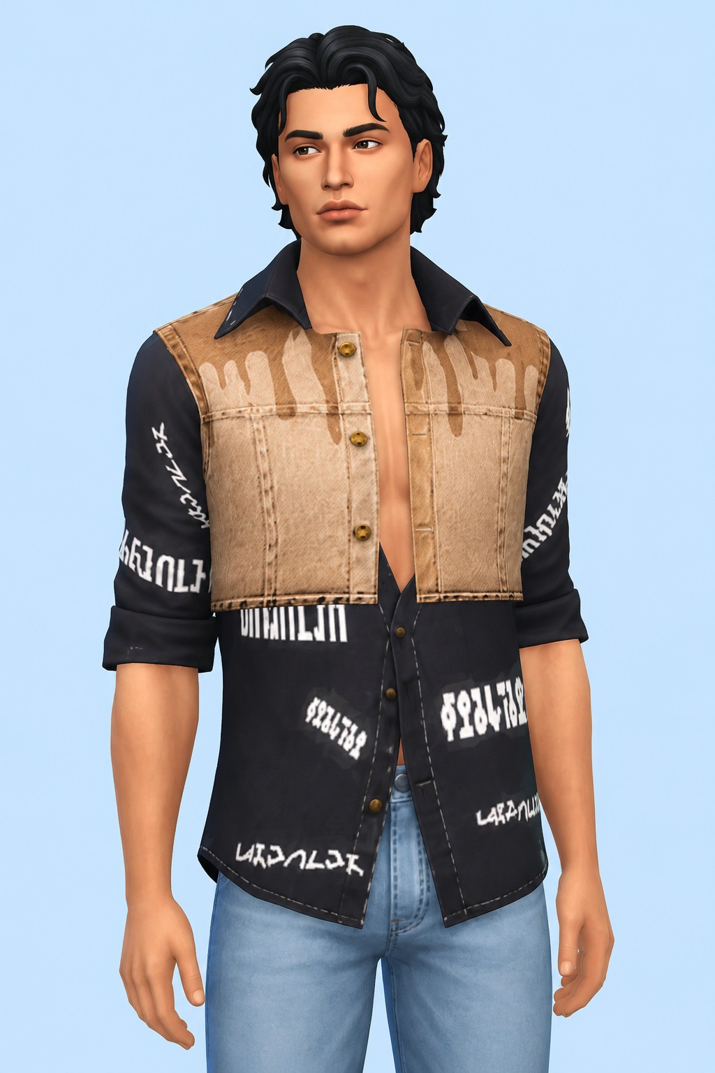 Wrenler Mix Material Top custom content (CC) for Sims 4 by marsmerizingsims