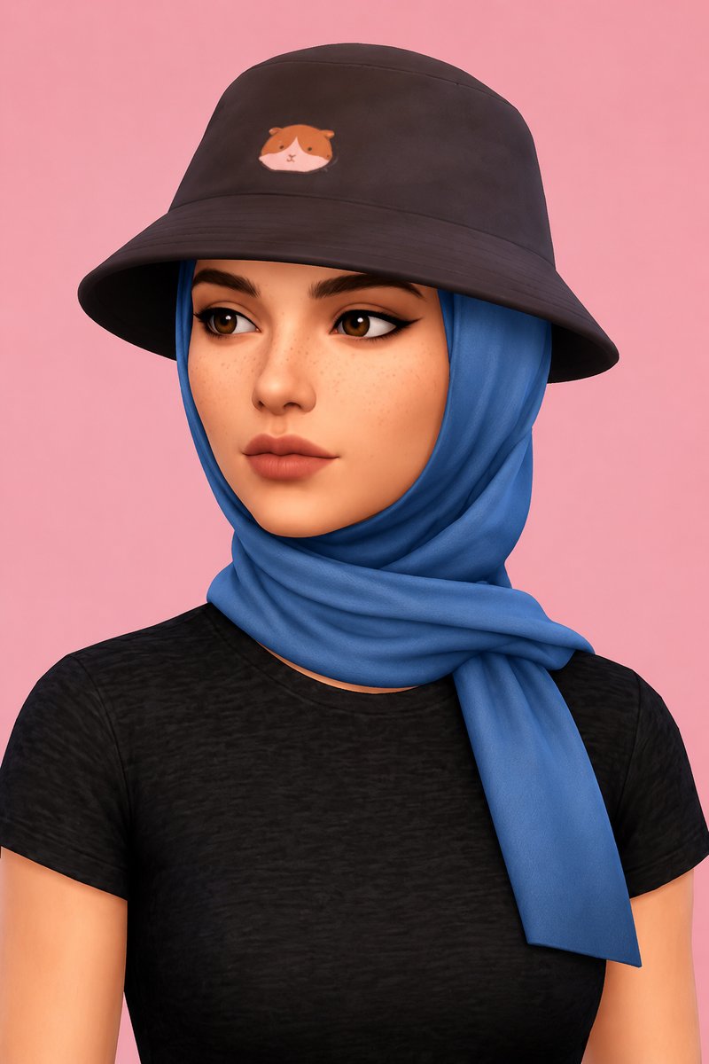 Hijab + Bucket Hat custom content (CC) for Sims 4 by marsmerizingsims