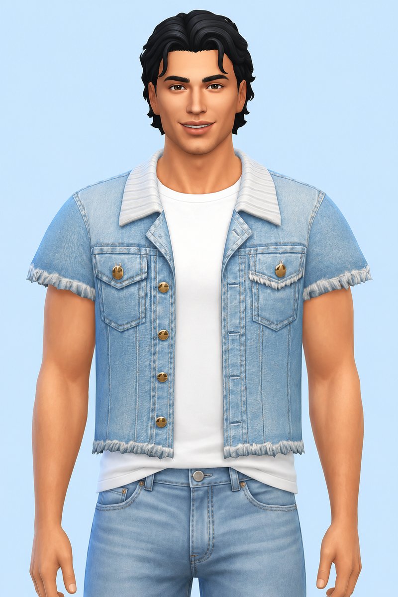 Liu Yu Jeans Jacket custom content (CC) for Sims 4 by marsmerizingsims