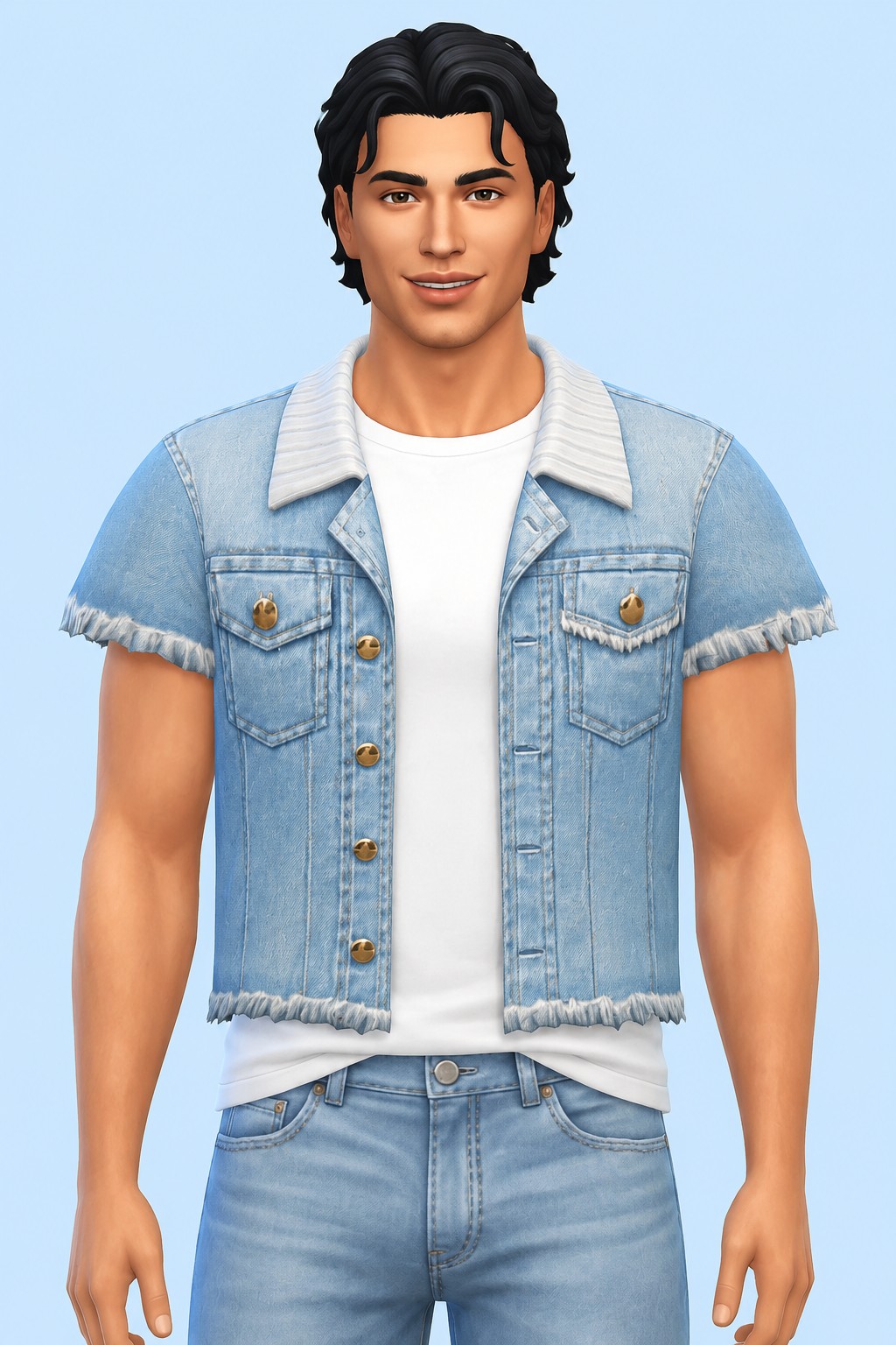 Liu Yu Jeans Jacket custom content (CC) for Sims 4 by marsmerizingsims