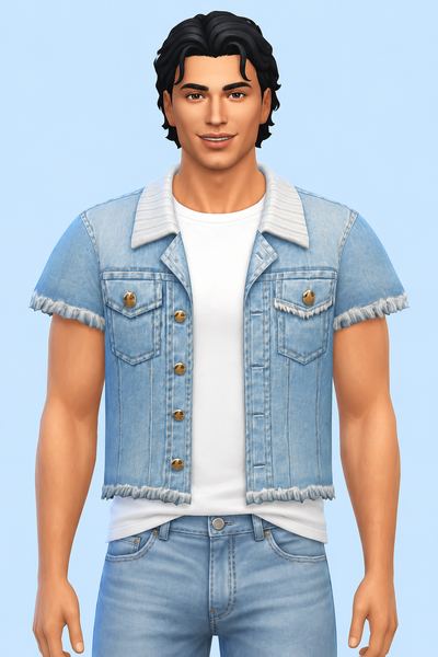 Liu Yu Jeans Jacket custom content (CC) for Sims 4 by marsmerizingsims