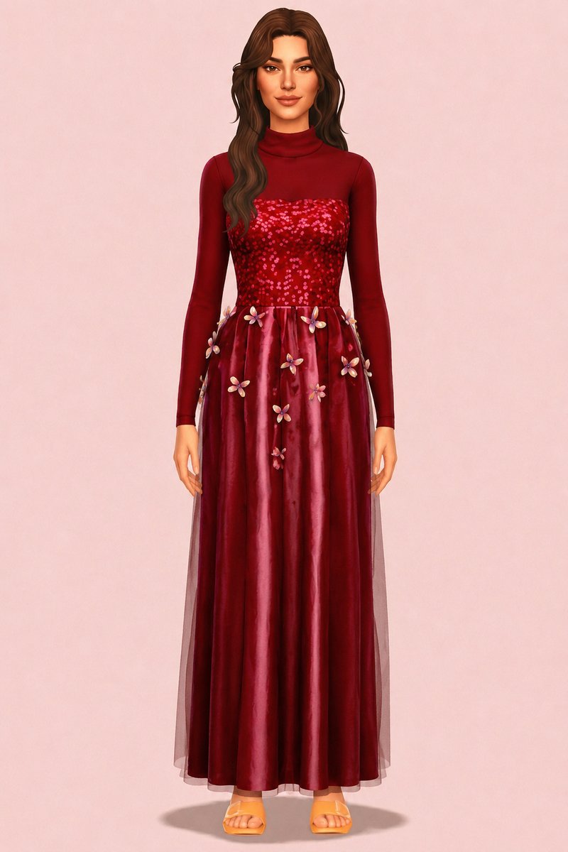 Papillon Dress custom content (CC) for Sims 4 by marsmerizingsims