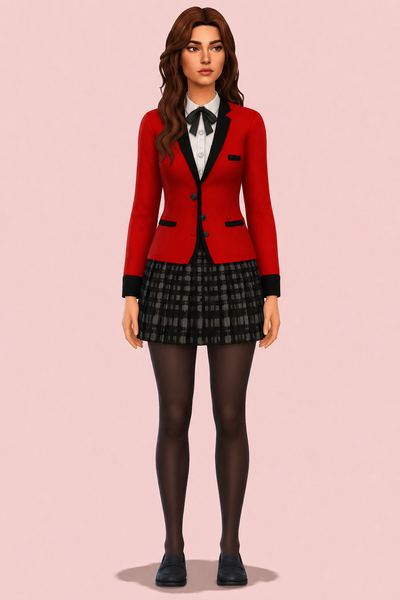 KAKEGURUI INSPIRED SCHOOL UNIFORM custom content (CC) for Sims 4 by marsmerizingsims