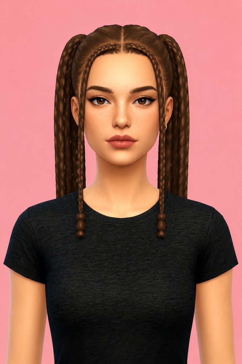 genesis braids custom content (CC) for Sims 4 by dogsill