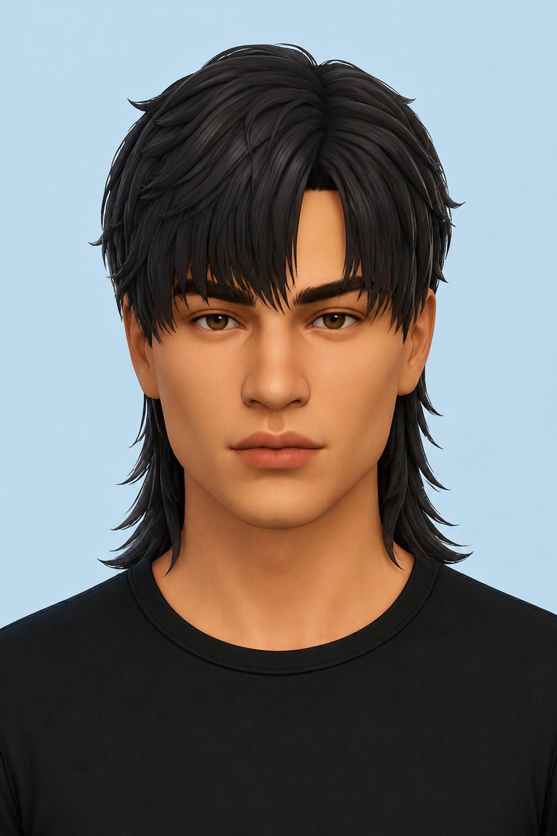 Caleb Hair Mullet custom content (CC) for Sims 4 by johnnysims