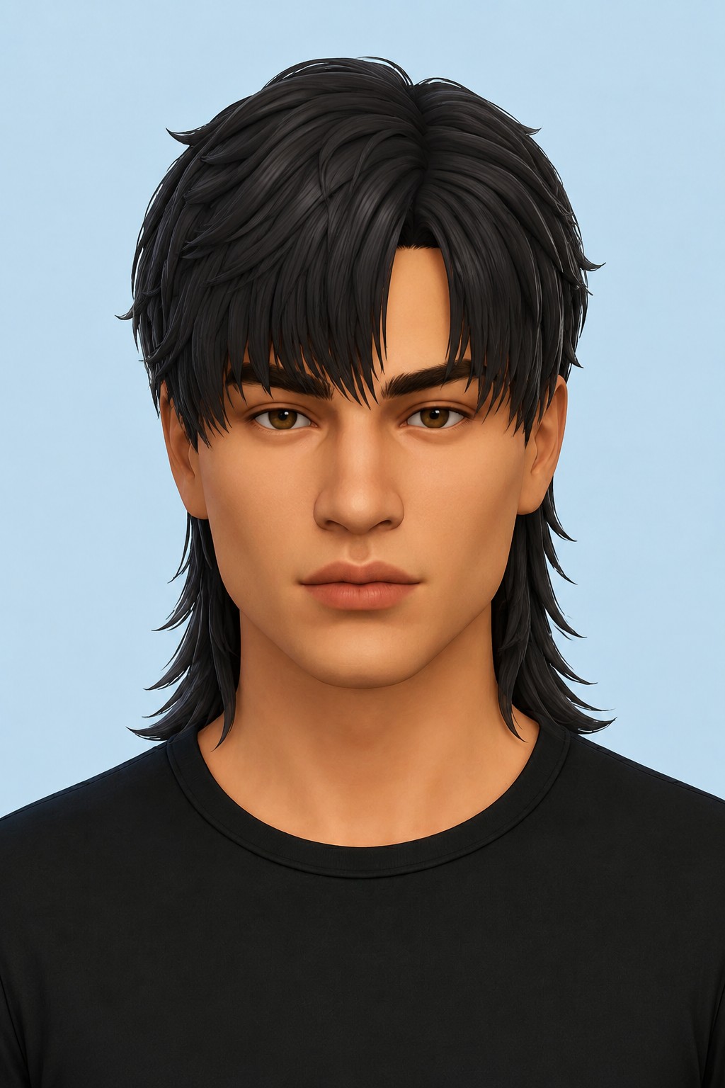 Caleb Hair Mullet custom content (CC) for Sims 4 by johnnysims