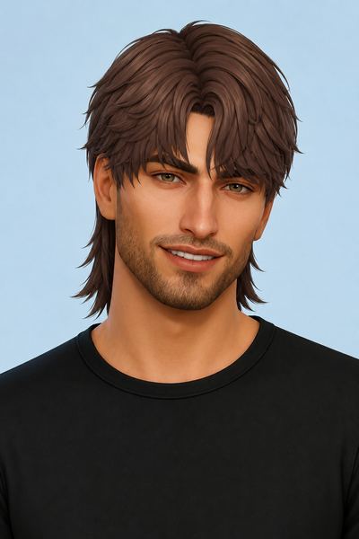 Caleb Hair Mullet custom content (CC) for Sims 4 by johnnysims