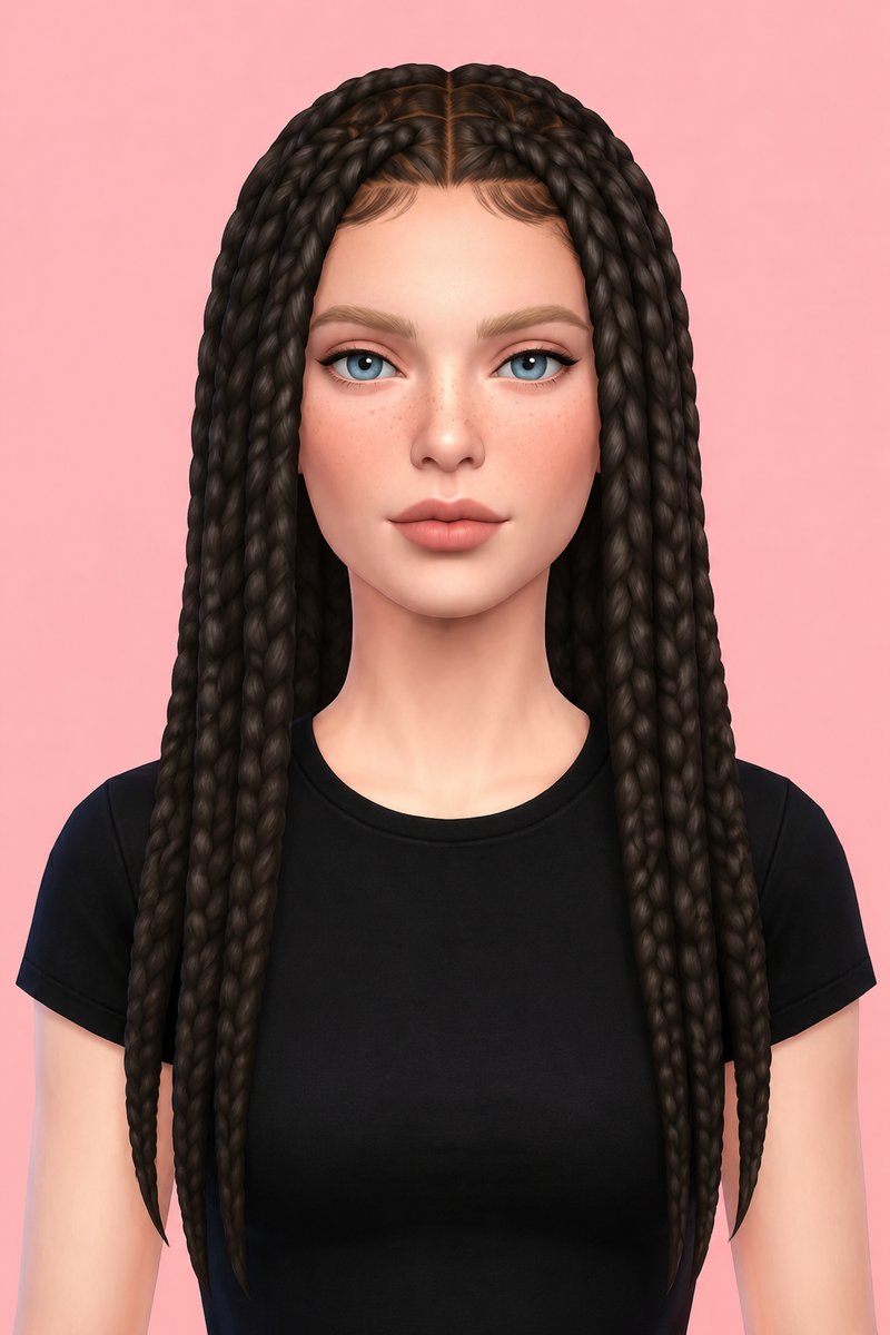 rowena braids custom content (CC) for Sims 4 by dogsill