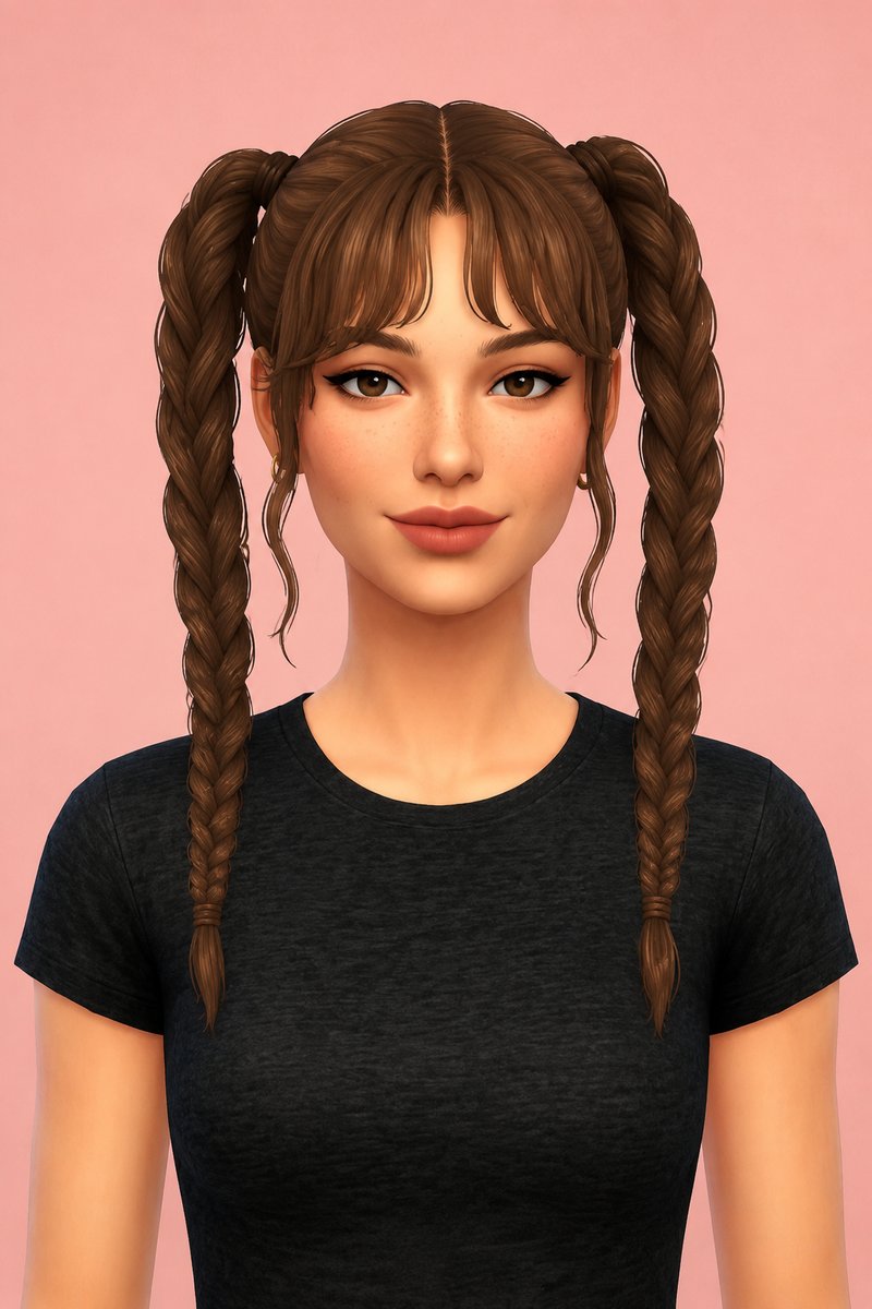 Cherry Braids custom content (CC) for Sims 4 by dogsill