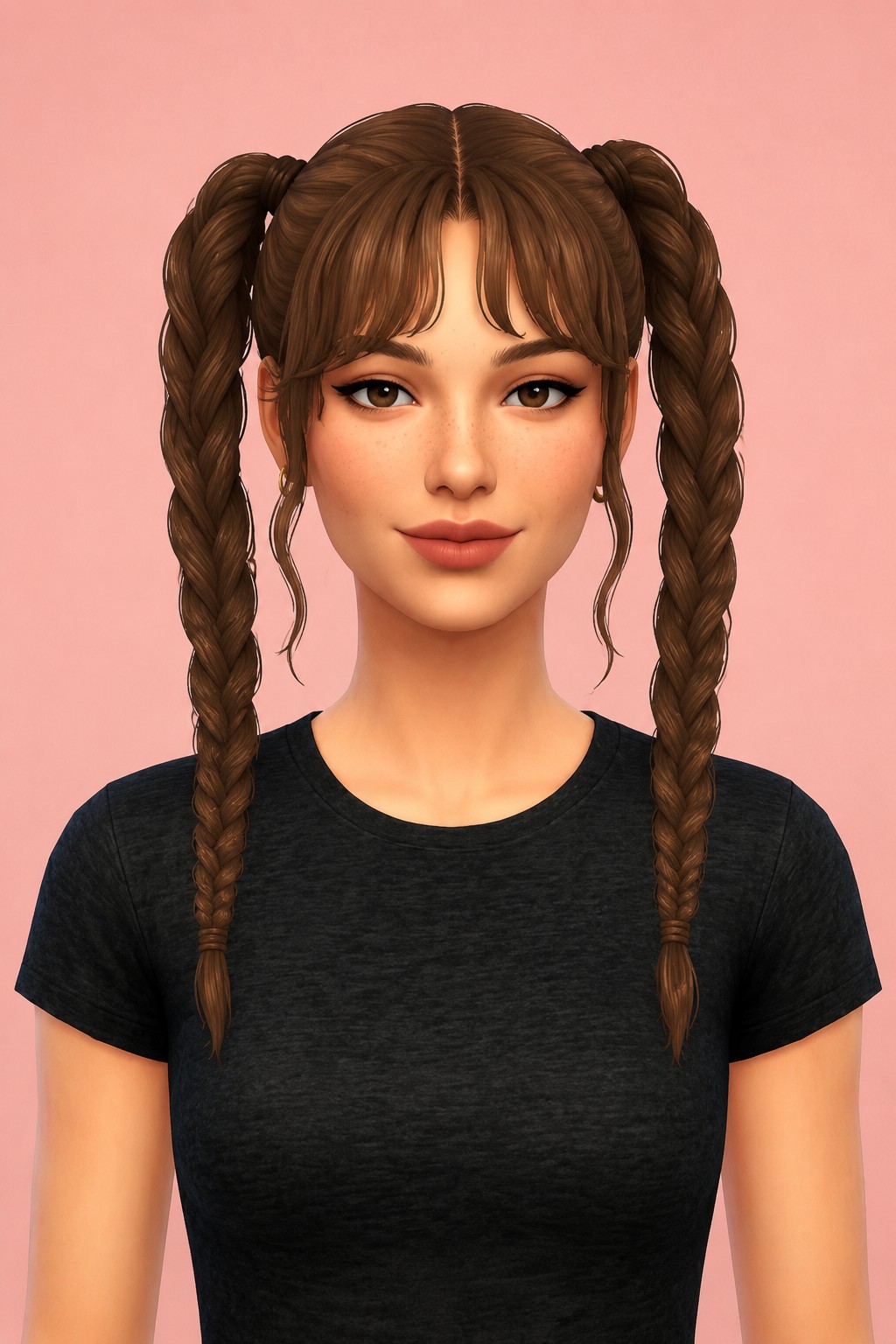 Cherry Braids custom content (CC) for Sims 4 by dogsill