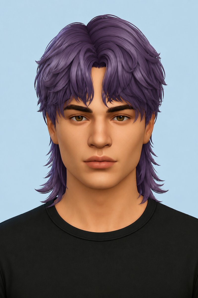 Rafayel Hair Mullet custom content (CC) for Sims 4 by johnnysims