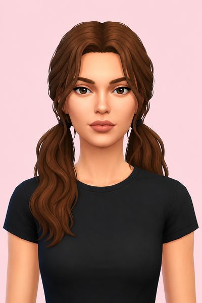 Naia Pigtails custom content (CC) for Sims 4 by dogsill