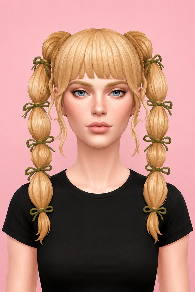 marina pigtails and buns custom content (CC) for Sims 4 by dogsill