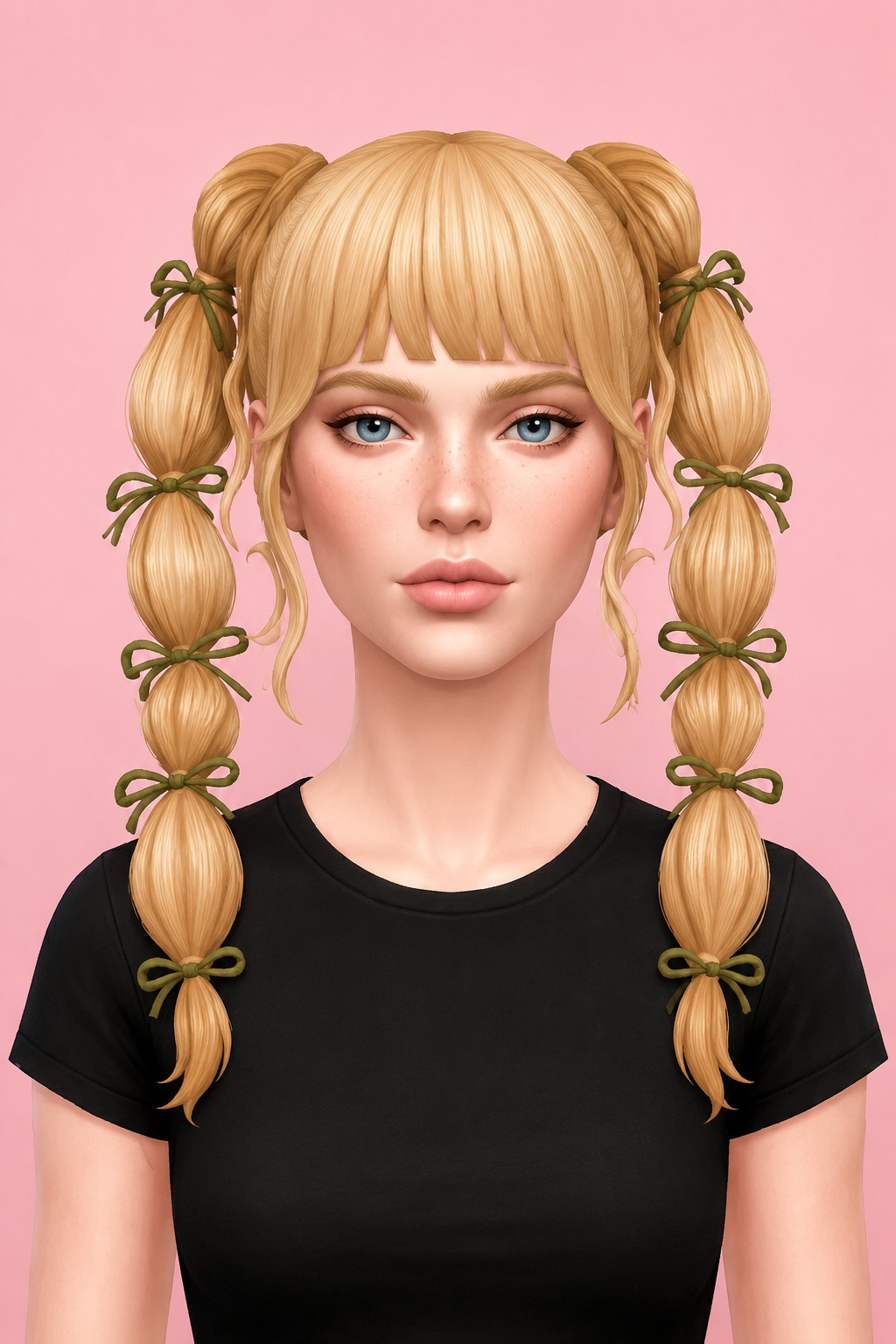 marina pigtails and buns custom content (CC) for Sims 4 by dogsill