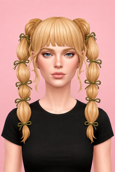 marina pigtails and buns custom content (CC) for Sims 4 by dogsill