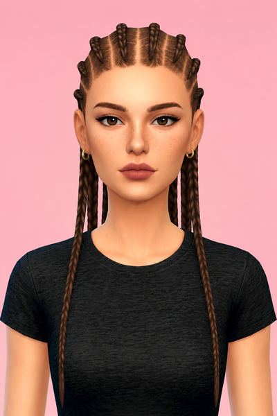 gianna braids custom content (CC) for Sims 4 by dogsill