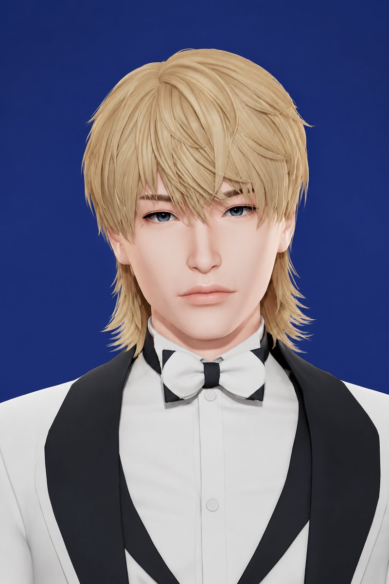 Xavier Hair Mullet custom content (CC) for Sims 4 by johnnysims