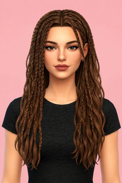 Jinx Braids custom content (CC) for Sims 4 by dogsill