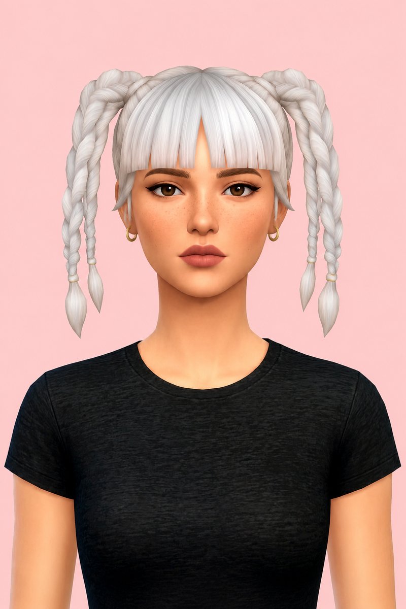 billie braids custom content (CC) for Sims 4 by dogsill