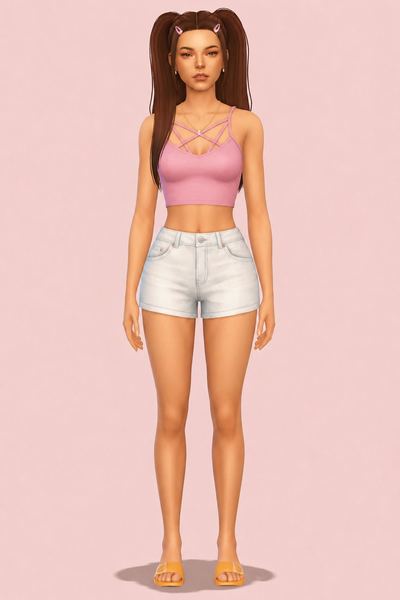 madison pigtails custom content (CC) for Sims 4 by dogsill
