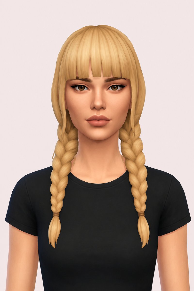 page braids custom content (CC) for Sims 4 by dogsill