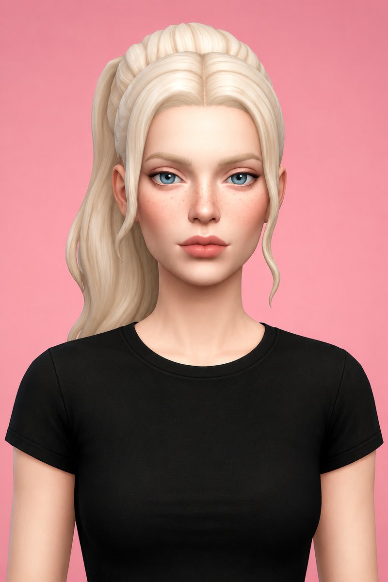 veronica ponytail custom content (CC) for Sims 4 by dogsill