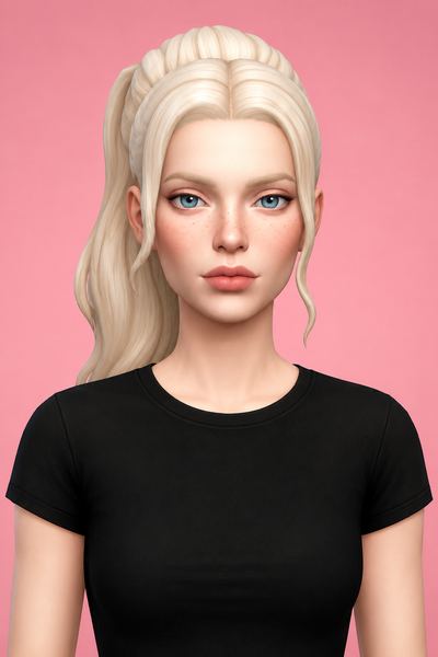 veronica ponytail custom content (CC) for Sims 4 by dogsill