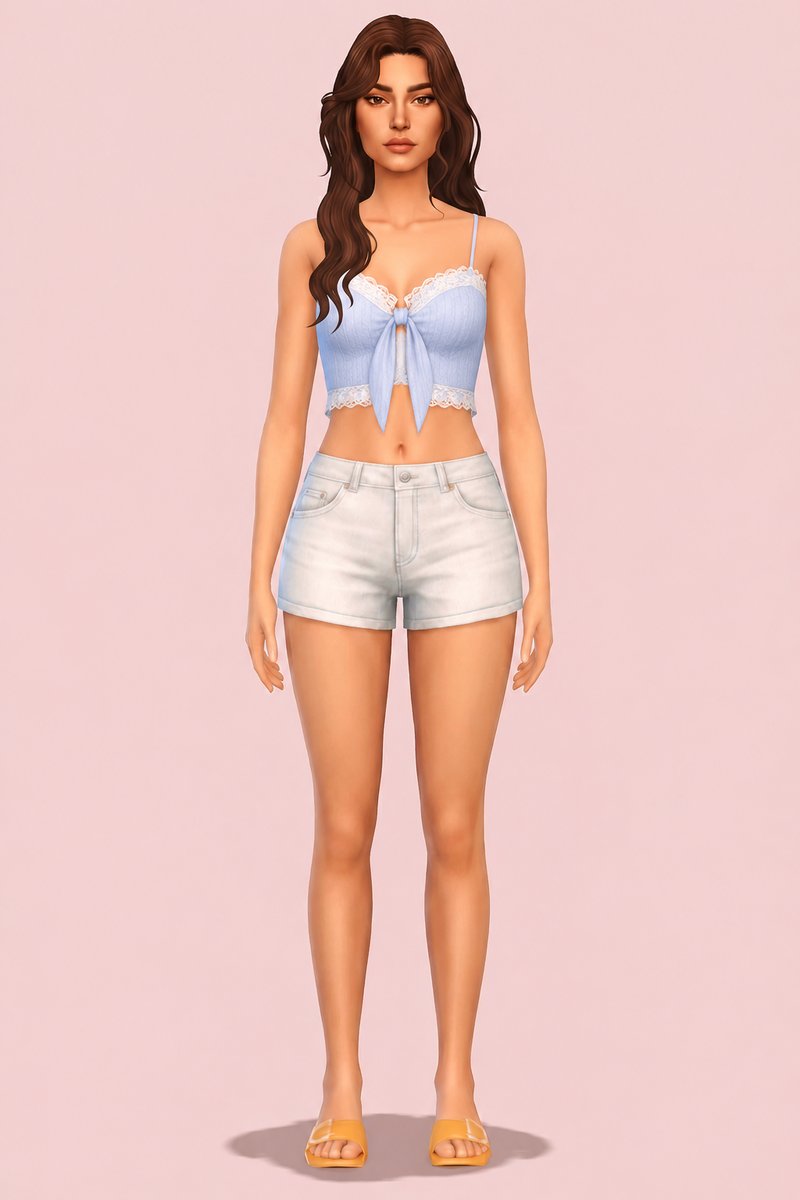 Fae tie-front top custom content (CC) for Sims 4 by miikocc