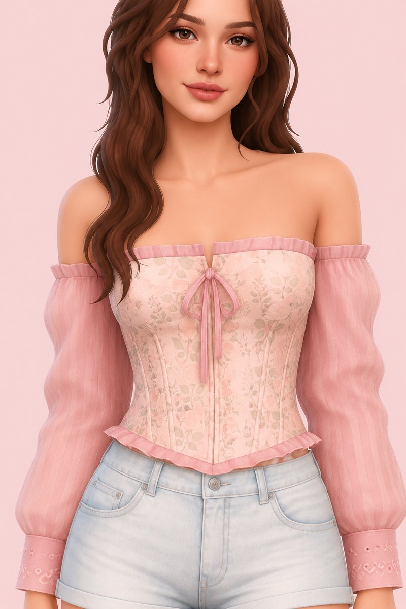 Rosaline top custom content (CC) for Sims 4 by miikocc
