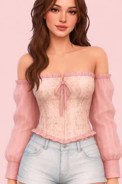Rosaline top custom content (CC) for Sims 4 by miikocc