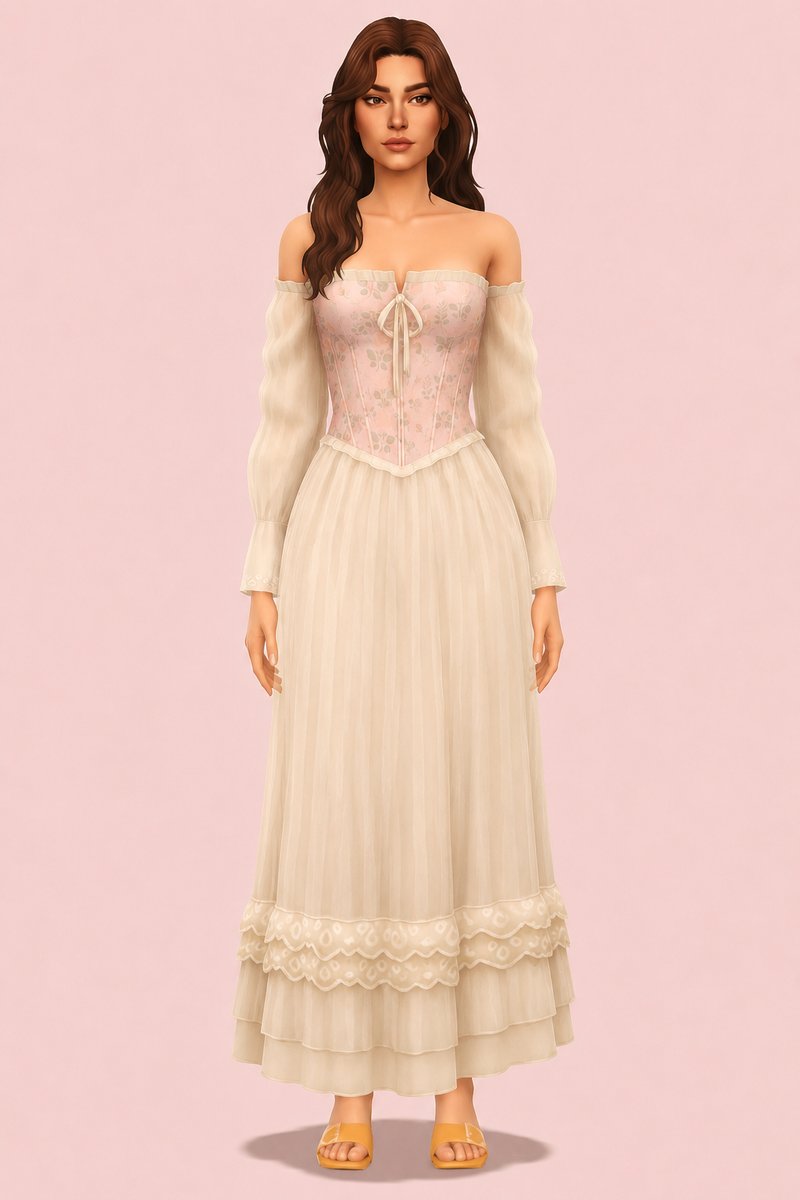 Rosaline Dress custom content (CC) for Sims 4 by miikocc