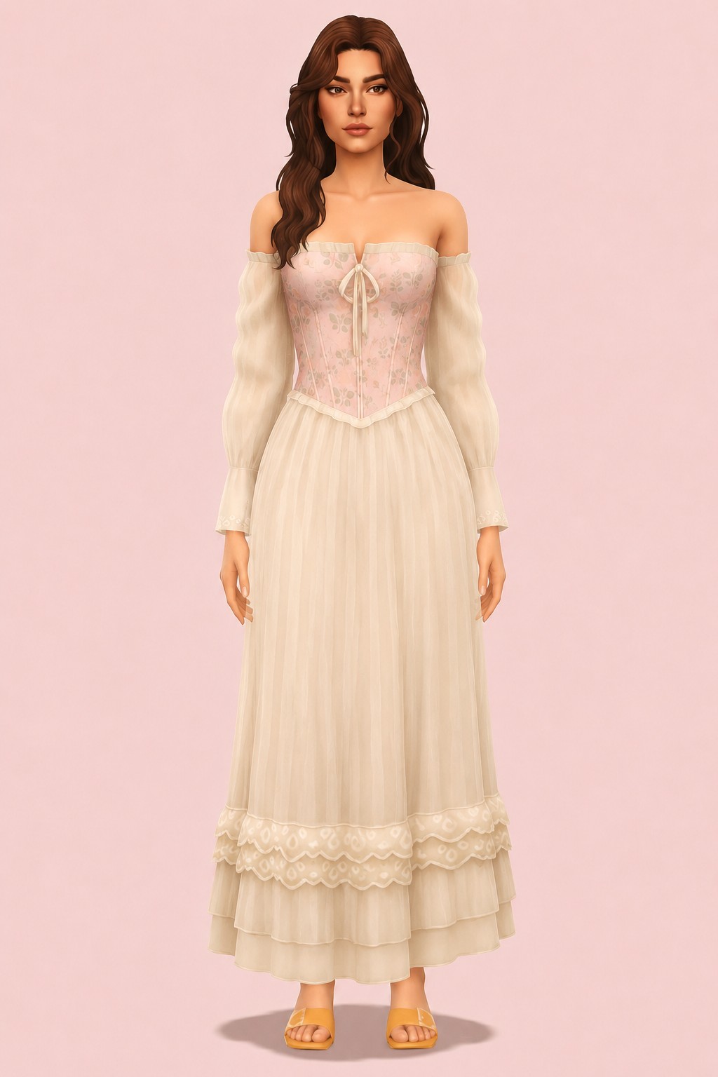 Rosaline Dress custom content (CC) for Sims 4 by miikocc