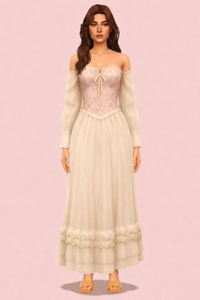 Rosaline Dress custom content (CC) for Sims 4 by miikocc