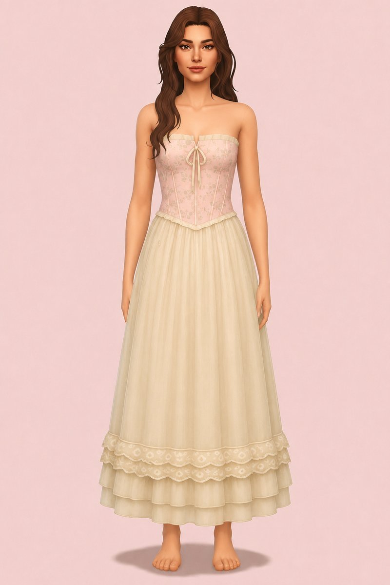 Rosaline Dress (Sleeveless) custom content (CC) for Sims 4 by miikocc