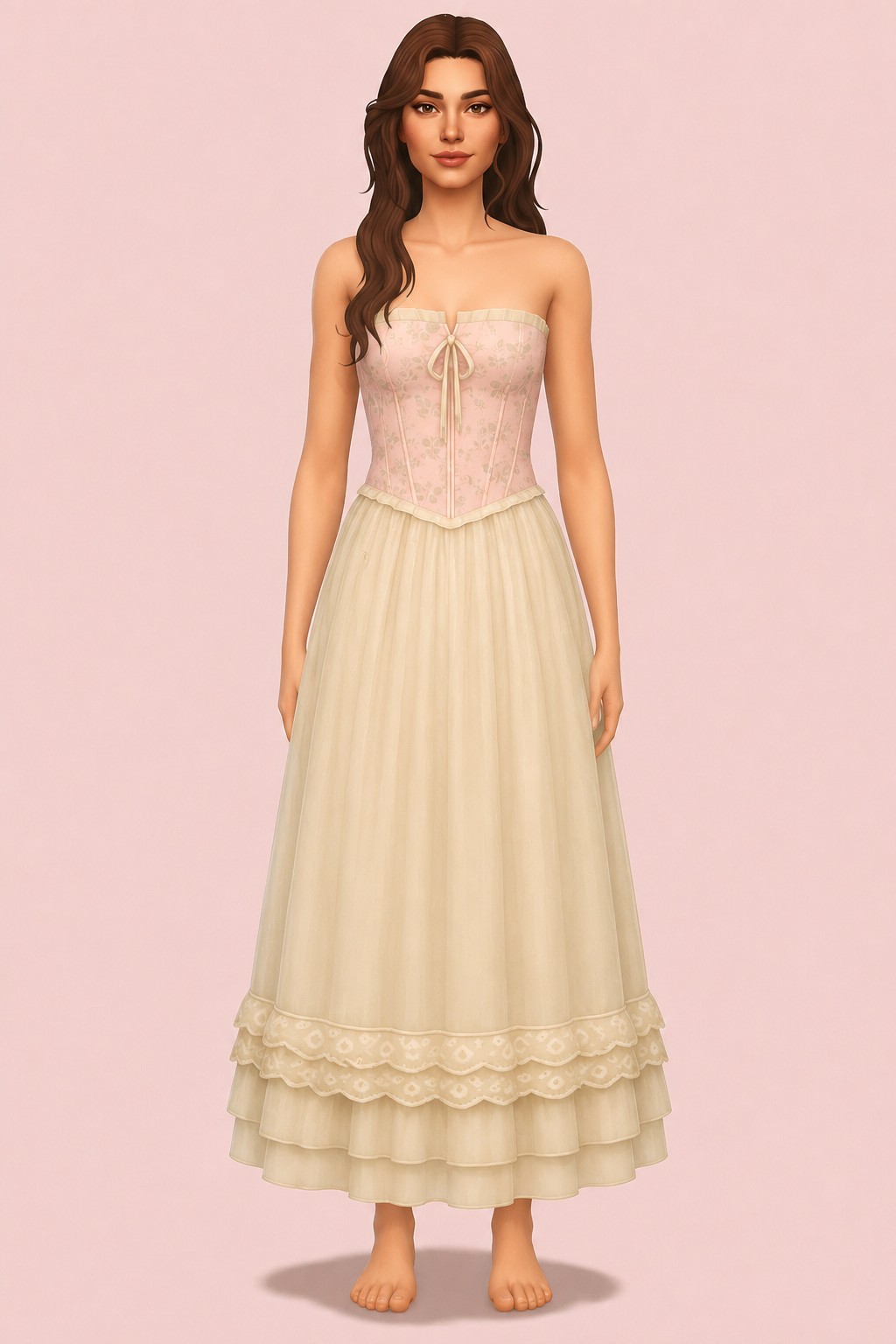 Rosaline Dress (Sleeveless) custom content (CC) for Sims 4 by miikocc