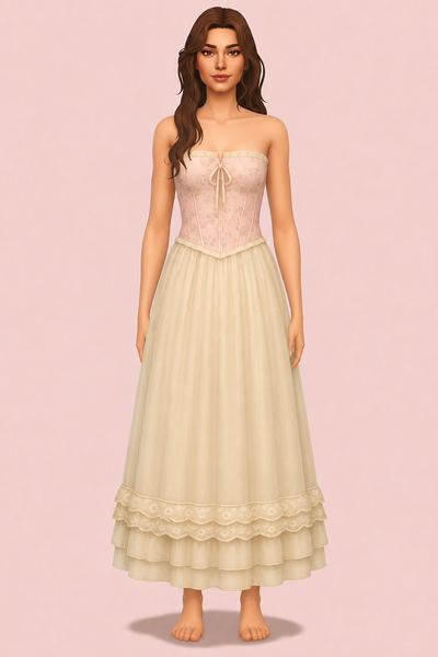 Rosaline Dress (Sleeveless) custom content (CC) for Sims 4 by miikocc