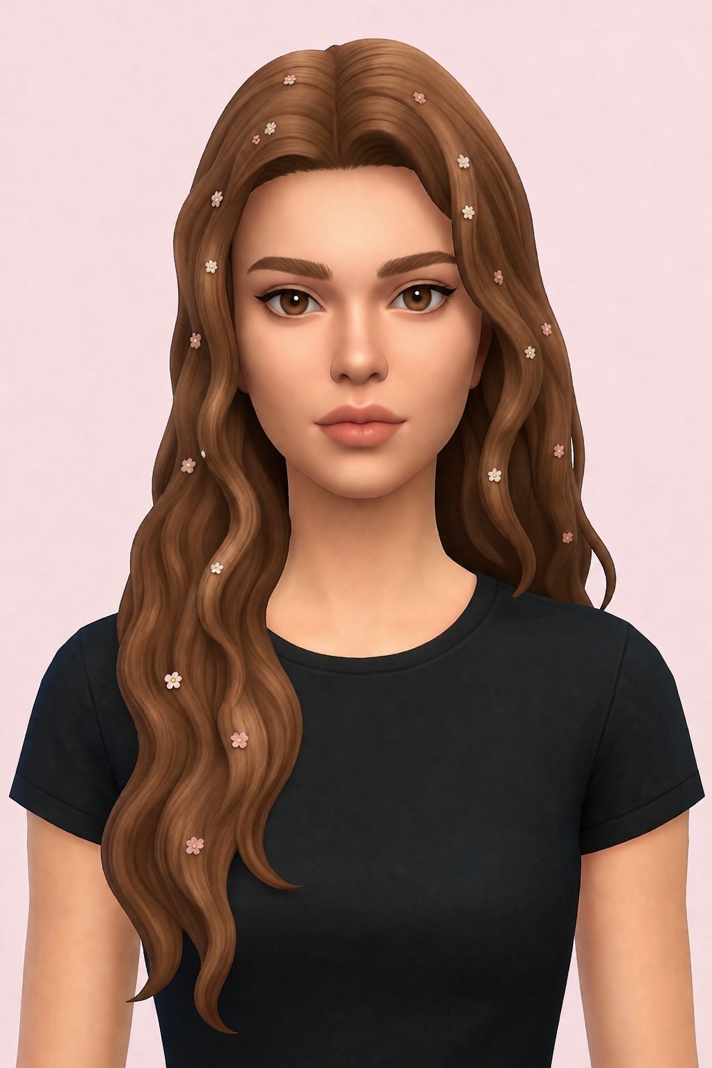 Stella hair & flower accessory custom content (CC) for Sims 4 by miikocc