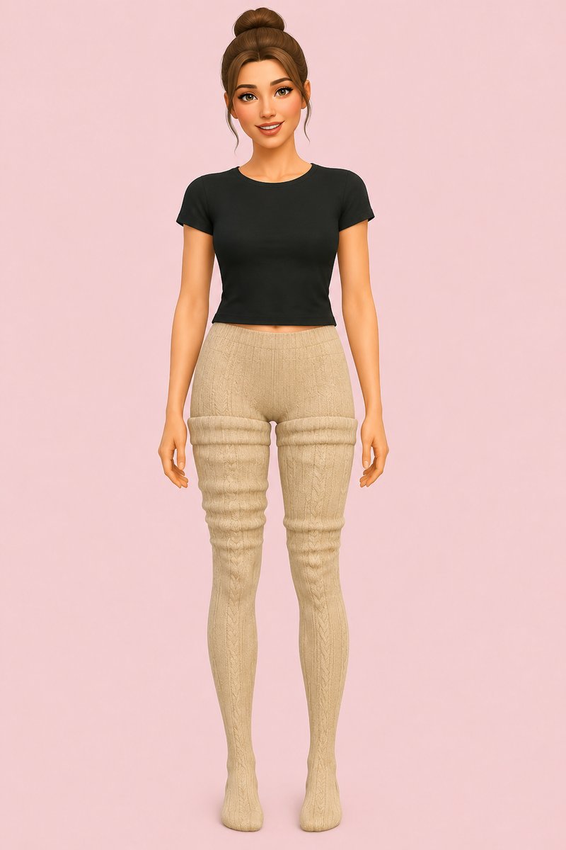 High knit socks custom content (CC) for Sims 4 by miikocc