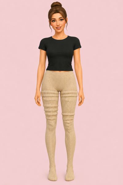 High knit socks custom content (CC) for Sims 4 by miikocc