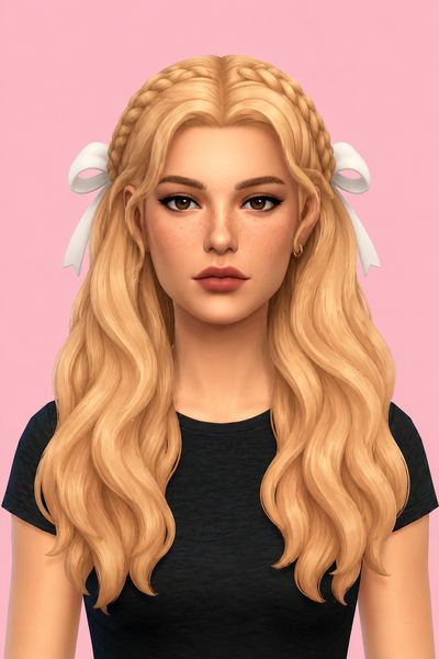 Marigold hair & bow custom content (CC) for Sims 4 by miikocc