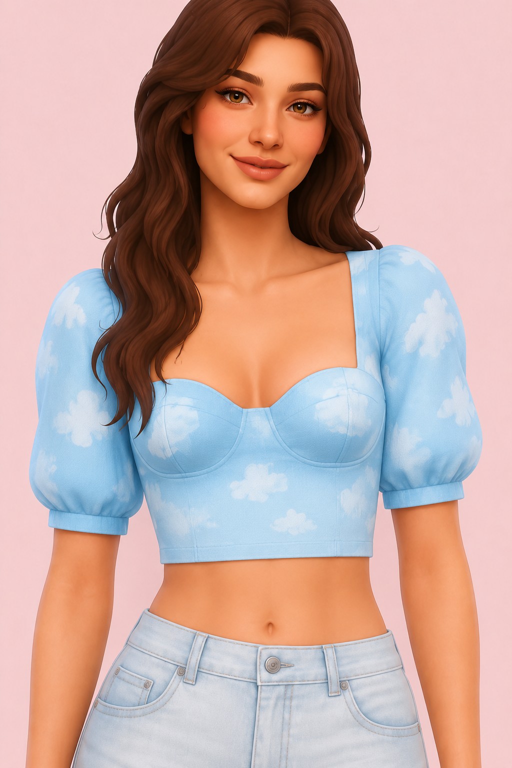 Aurora top custom content (CC) for Sims 4 by miikocc