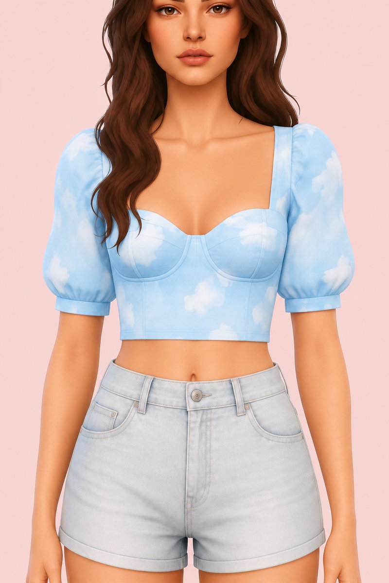 Snow White top custom content (CC) for Sims 4 by miikocc