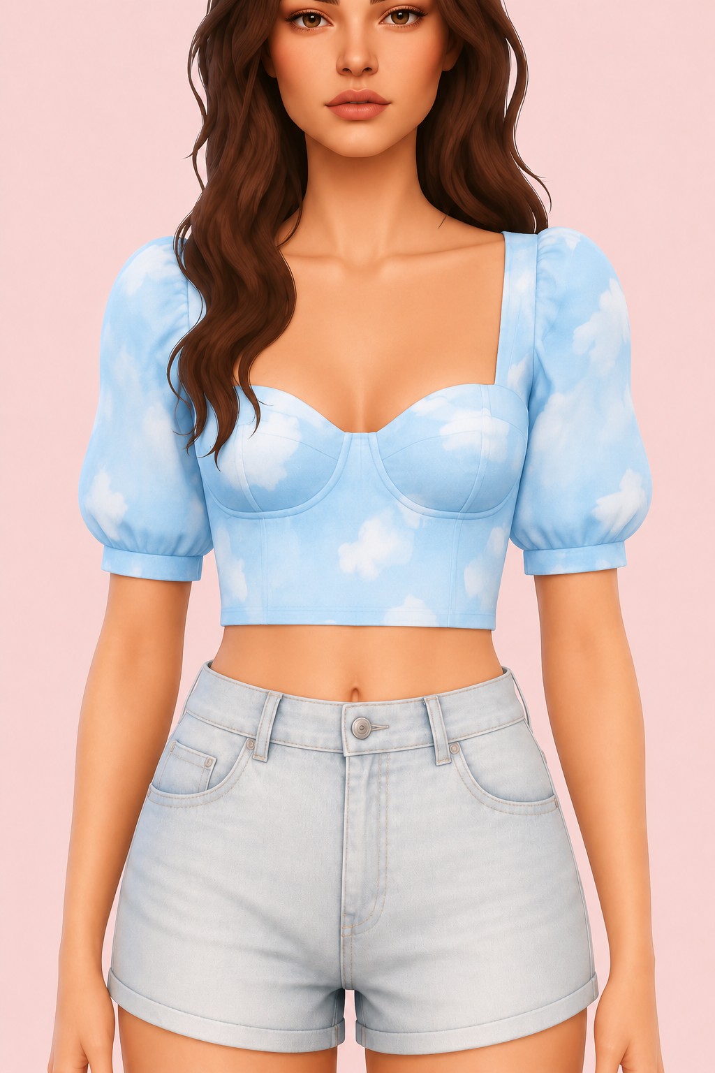 Snow White top custom content (CC) for Sims 4 by miikocc