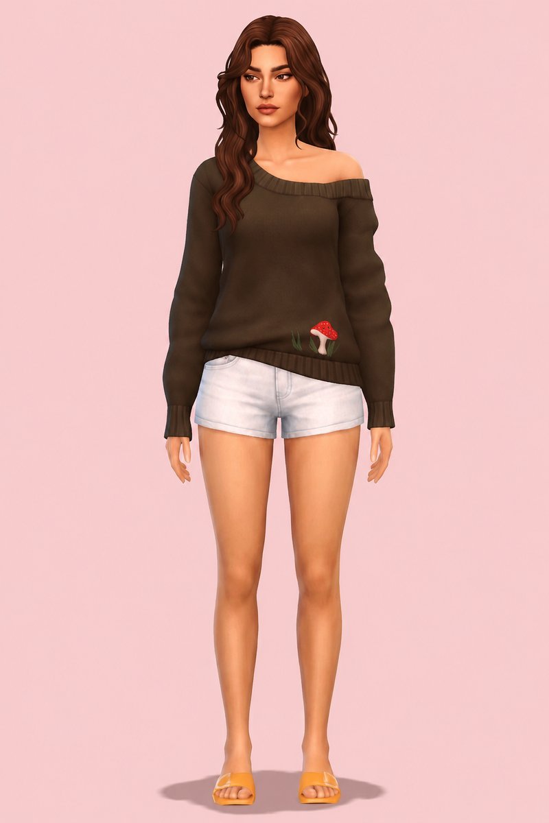 Winter Goblin Slouchy Sweater custom content (CC) for Sims 4 by miikocc