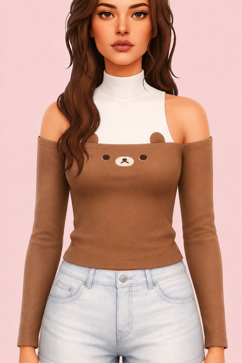Bear top & accessory turtleneck custom content (CC) for Sims 4 by miikocc